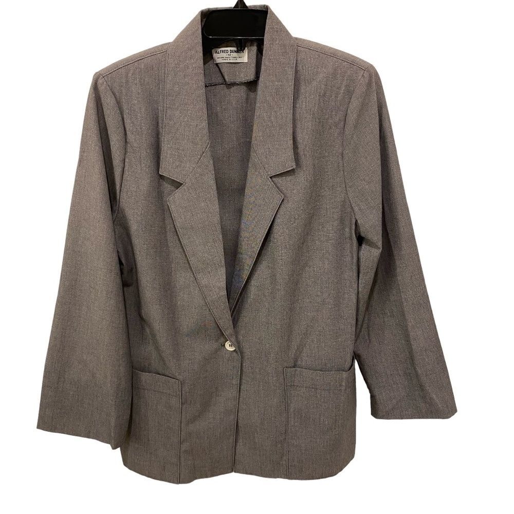 Vintage 80s 90s Alfred Dunner Grey Single Button Suit Blazer Jacket Size 12